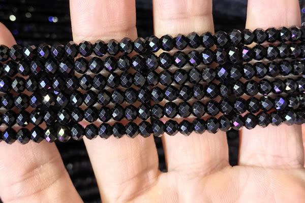 CRB2651 15.5 inches 3*4mm faceted rondelle black spinel beads