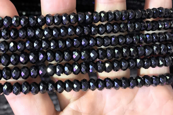 CRB2653 15.5 inches 4*6mm faceted rondelle black spinel beads