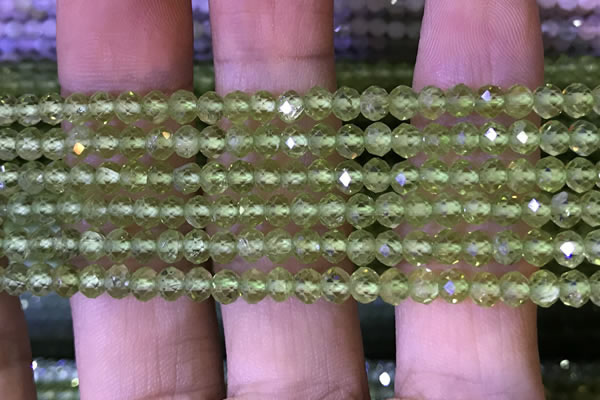 CRB2668 15.5 inches 3*4mm faceted rondelle peridot beads