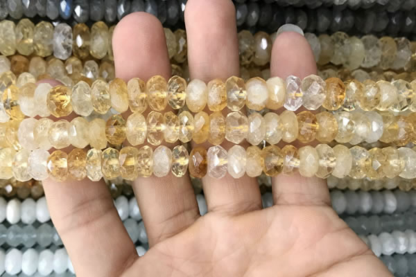 CRB3013 15.5 inches 6*10mm faceted rondelle citrine beads