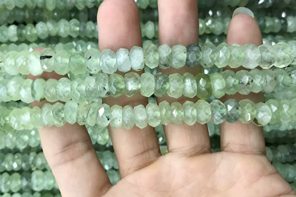 CRB3016 15.5 inches 6*10mm faceted rondelle prehnite beads