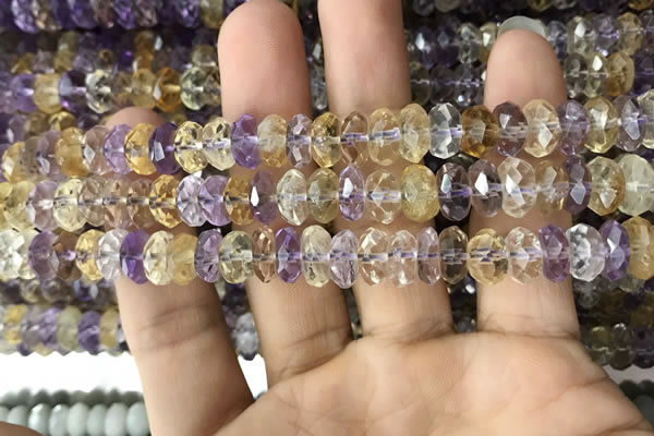 CRB3020 15.5 inches 5*9mm faceted rondelle ametrine beads