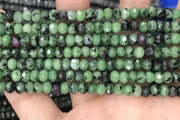 CRB3035 15.5 inches 4*6mm faceted rondelle ruby zoisite beads