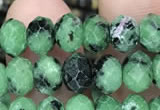 CRB3037 15.5 inches 5*8mm faceted rondelle ruby zoisite beads