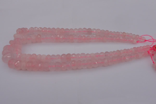 CRB304 15.5 inches 5*8mm - 10*14mm faceted rondelle rose quartz beads