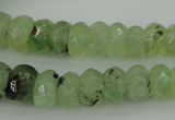 CRB305 5*8mm - 10*14mm faceted rondelle green rutilated quartz beads