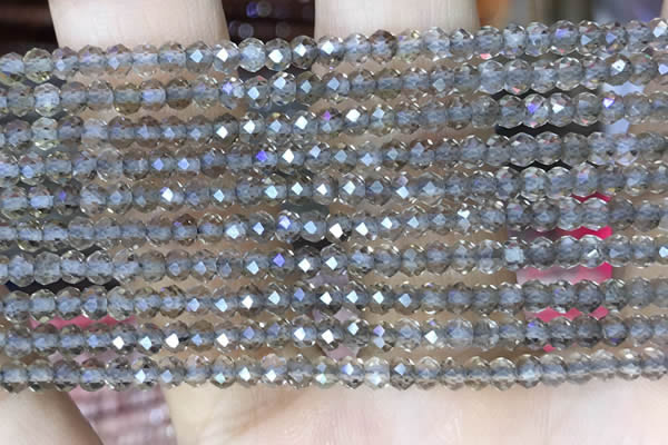 CRB3105 15.5 inches 2*3mm faceted rondelle tiny smoky quartz beads