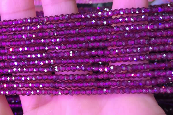 CRB3112 15.5 inches 2*3mm faceted rondelle tiny garnet beads