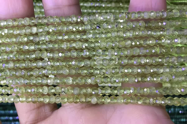 CRB3115 15.5 inches 2*3mm faceted rondelle tiny peridot beads