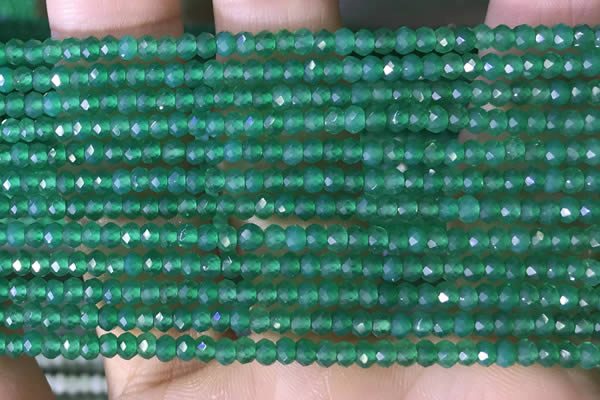 CRB3127 15.5 inches 2*3mm faceted rondelle tiny green agate beads