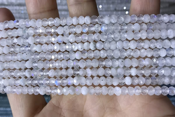 CRB3141 15.5 inches 2.5*4mm faceted rondelle tiny white moonstone beads