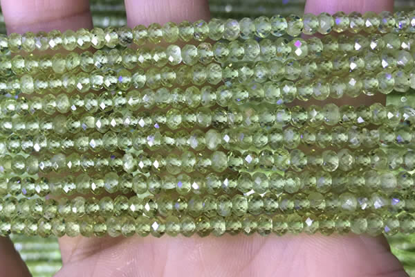 CRB3156 15.5 inches 2.5*4mm faceted rondelle tiny peridot beads