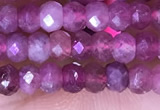 CRB3160 15.5 inches 2.5*4mm faceted rondelle tiny pink tourmaline beads