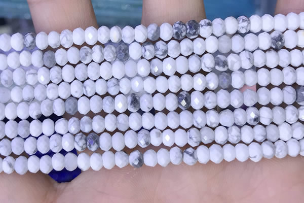 CRB3165 15.5 inches 2.5*4mm faceted rondelle tiny white howlite beads