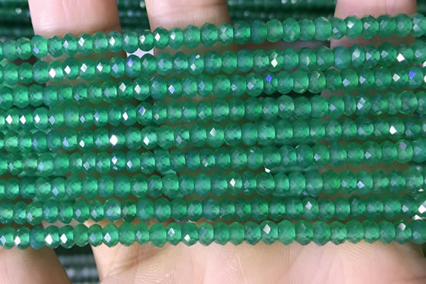 CRB3171 15.5 inches 2.5*4mm faceted rondelle tiny green agate beads