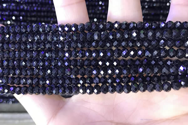 CRB3188 15.5 inches 3*5mm faceted rondelle tiny black spinel beads