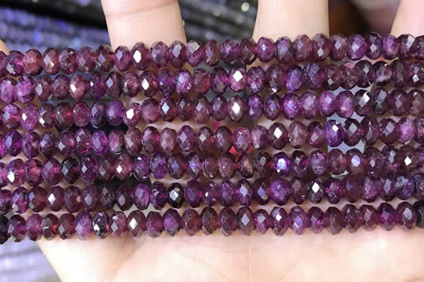 CRB3190 15.5 inches 4*6mm faceted rondelle tiny red garnet beads