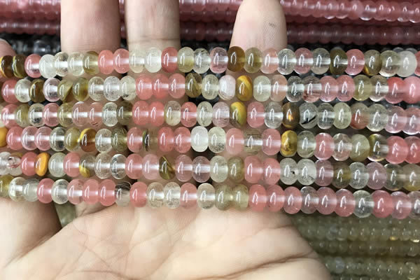 CRB4031 15.5 inches 4*6mm rondelle volcano cherry quartz beads wholesale