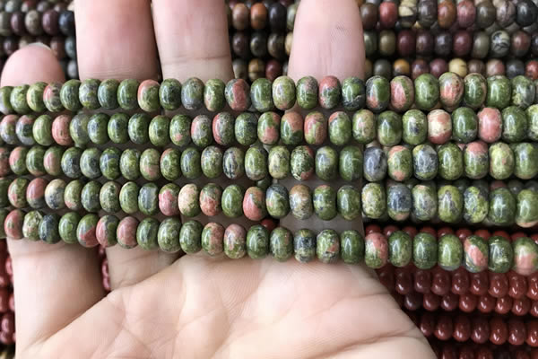 CRB4037 15.5 inches 4*6mm rondelle unakite beads wholesale