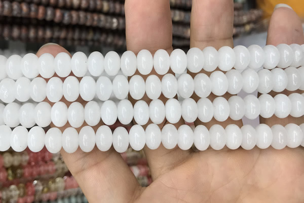 CRB4070 15.5 inches 5*8mm rondelle white jade beads wholesale