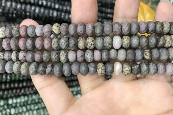 CRB4123 15.5 inches 5*8mm faceted rondelle artistic jasper beads