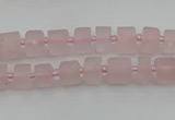 CRB450 15.5 inche 5*8mm tyre matte rose quartz gemstone beads