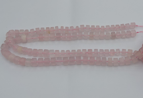 CRB451 15.5 inche 6*10mm tyre matte rose quartz gemstone beads