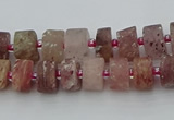 CRB460 15.5 inche 6*10mm tyre matte strawberry quartz gemstone beads