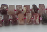 CRB461 15.5 inche 8*12mm tyre matte strawberry quartz gemstone beads