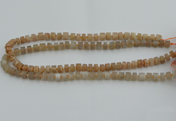 CRB462 15.5 inche 5*8mm tyre matte moonstone gemstone beads