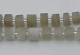 CRB465 15.5 inche 5*8mm tyre matte grey moonstone gemstone beads