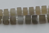 CRB466 15.5 inche 6*10mm tyre matte grey moonstone gemstone beads