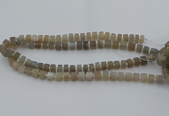 CRB466 15.5 inche 6*10mm tyre matte grey moonstone gemstone beads