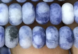 CRB5007 15.5 inches 4*6mm rondelle matte blue spot stone beads