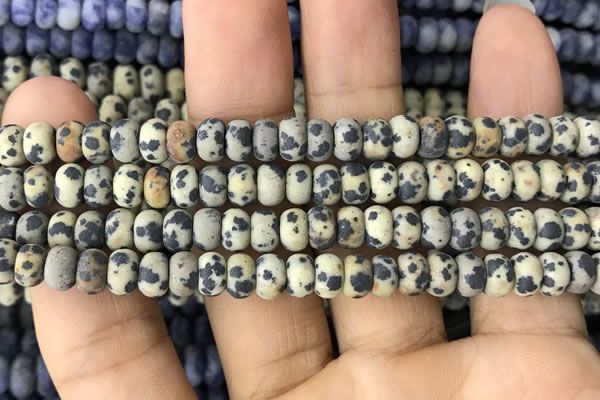 CRB5009 15.5 inches 4*6mm rondelle matte dalmatian jasper beads