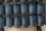 CRB5016 15.5 inches 4*6mm rondelle matte black agate beads wholesale