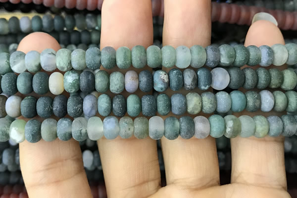 CRB5018 15.5 inches 4*6mm rondelle matte moss agate beads wholesale