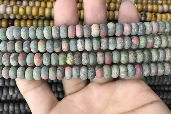 CRB5023 15.5 inches 4*6mm rondelle matte unakite beads wholesale