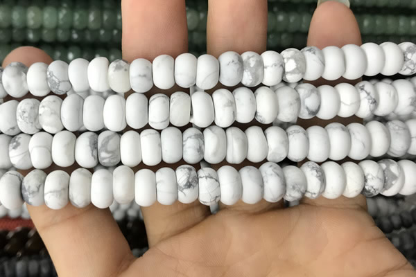 CRB5050 15.5 inches 5*8mm rondelle matte white howlite beads wholesale