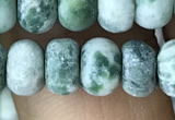 CRB5058 15.5 inches 5*8mm rondelle matte green spot stone beads