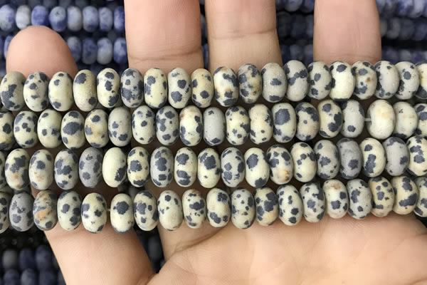 CRB5059 15.5 inches 5*8mm rondelle matte dalmatian jasper beads