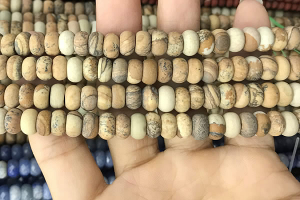 CRB5061 15.5 inches 5*8mm rondelle matte picture jasper beads