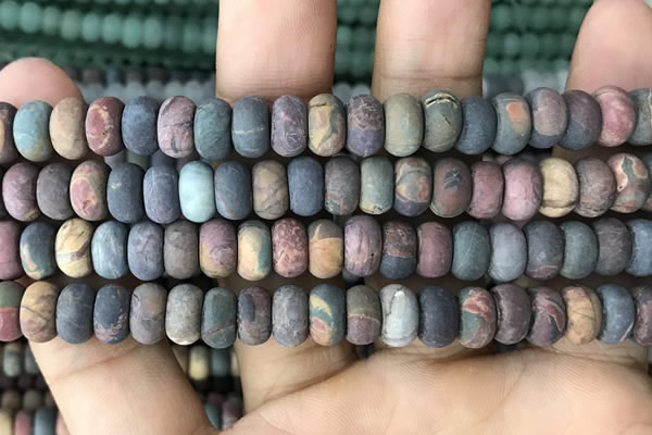 CRB5062 15.5 inches 5*8mm rondelle matte picasso jasper beads