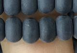 CRB5066 15.5 inches 5*8mm rondelle matte black agate beads wholesale