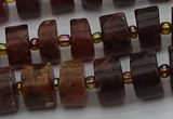 CRB507 15.5 inches 6*12mm tyre orange garnet beads wholesale