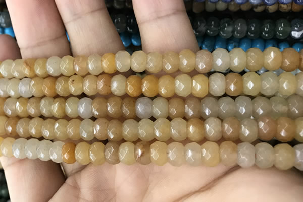 CRB5103 15.5 inches 4*6mm faceted rondelle yellow aventurine beads