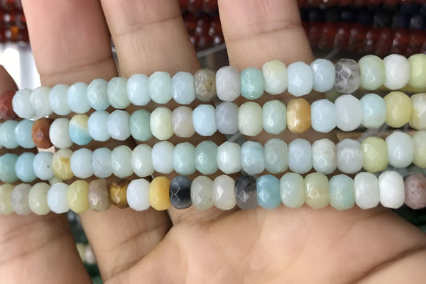 CRB5119 15.5 inches 4*6mm faceted rondelle amazonite beads wholesale