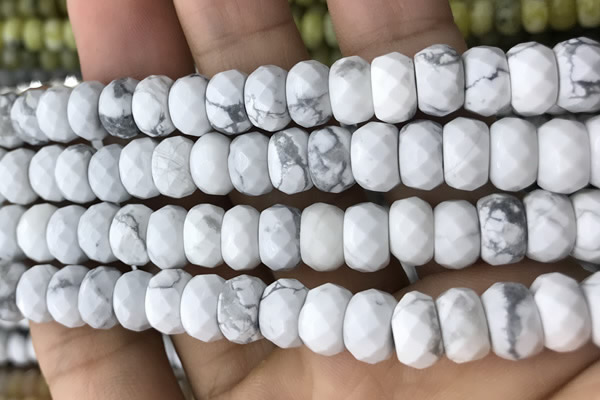 CRB5150 15.5 inches 5*8mm faceted rondelle white howlite beads