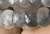 CRB5152 15.5 inches 5*8mm faceted rondelle cloudy quartz beads