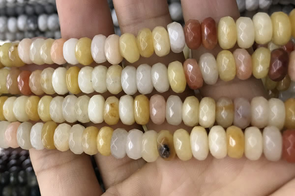 CRB5154 15.5 inches 5*8mm faceted rondelle yellow jade beads